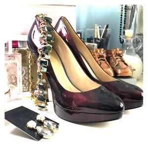 Joan & David Cranberry/Burgundy Patent Heels